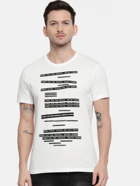 

Being Human Clothing Men White & Black Printed Round Neck T-shirt