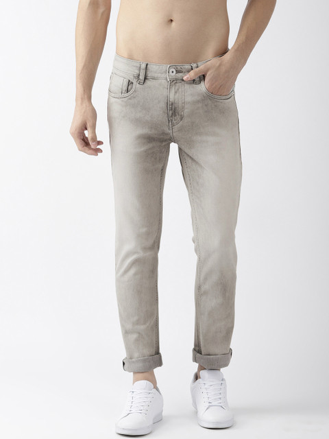 

Flying Machine Men Grey Michael Slim Tapered Fit Mid-Rise Clean Look Stretchable Jeans