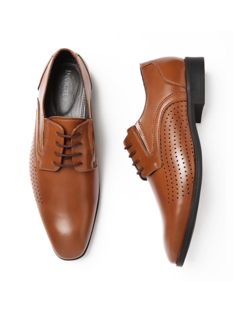 

INVICTUS Men Tan Brown Perforated Formal Derbys