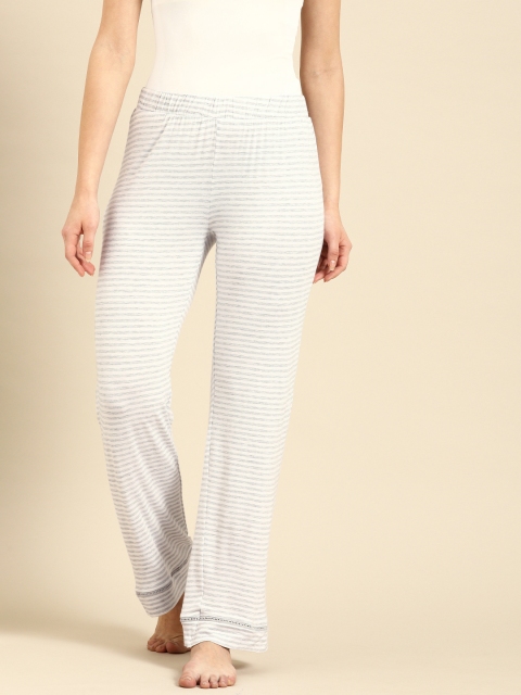 

DressBerry Women White & Grey Striped Lounge Pants