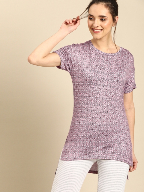 

DressBerry Women Pink & Black Printed Round Neck Lounge T-shirt