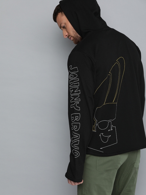 

Johnny Bravo by Kook N Keech Men Black Printed Hooded Sweatshirt