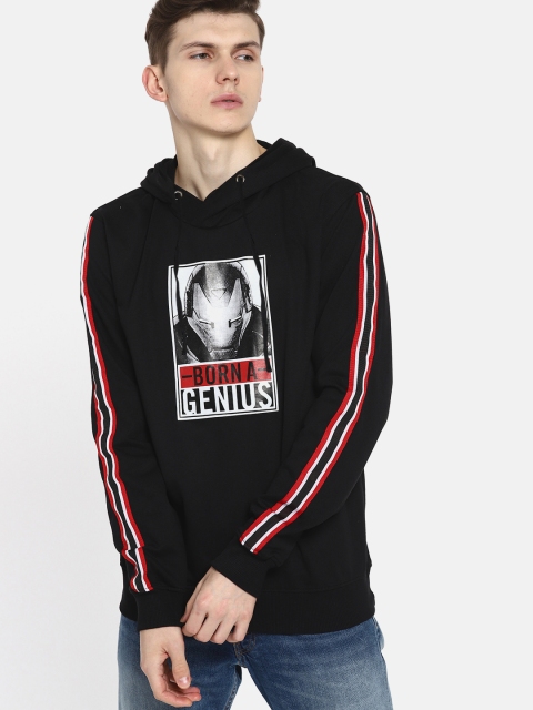 

Kook N Keech Marvel Men Black & Grey Printed Hooded Sweatshirt