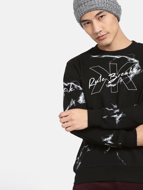

Kook N Keech Men Black & White Printed Sweatshirt