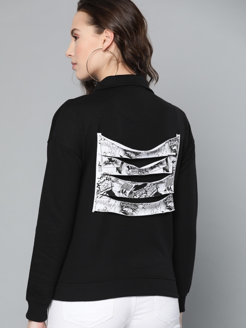 

Kook N Keech Disney Women Black & White Applique Detail Sweatshirt