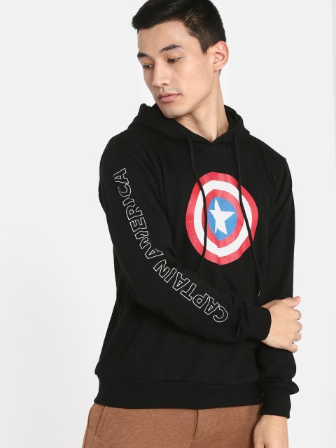 

Kook N Keech Marvel Men Black & Red Printed Hooded Sweatshirt