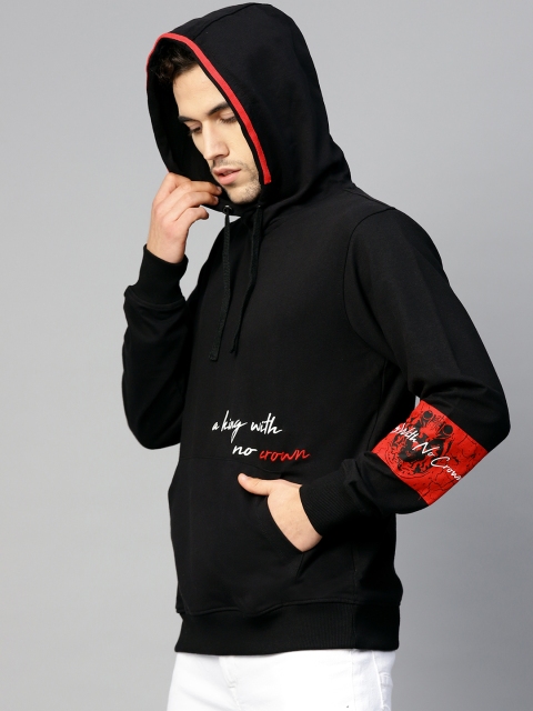 

Kook N Keech Men Black Solid Hooded Sweatshirt