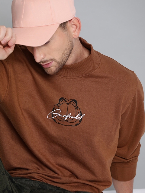 

Kook N Keech Garfield Men Brown Solid Sweatshirt With Printed Detail