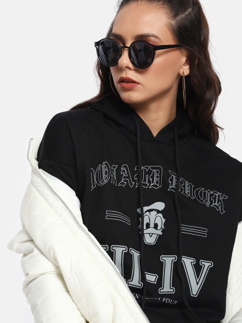 

Kook N Keech Disney Women Black Printed Hooded Pullover Sweatshirt