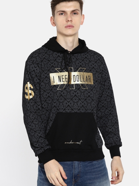 

Kook N Keech Men Black & Golden Printed Hooded Sweatshirt