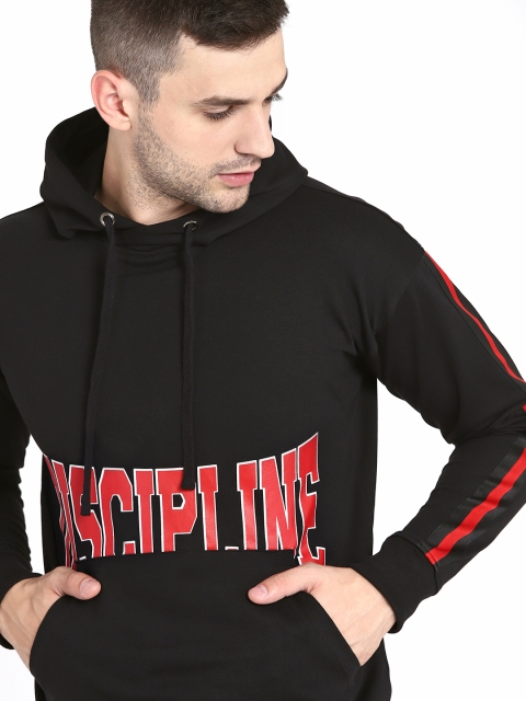 

Kook N Keech Men Black & Red Printed Hooded Sweatshirt