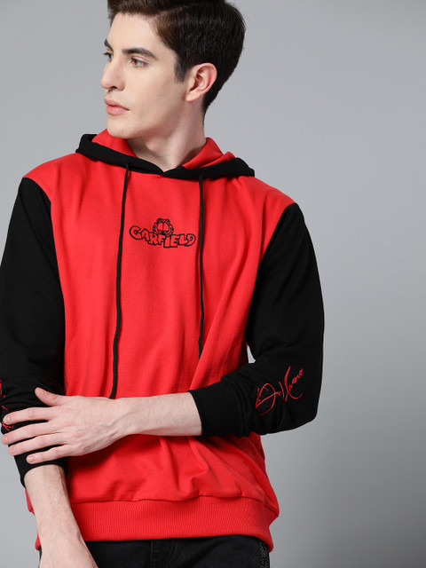

Kook N Keech Garfield Men Red Solid Hooded Sweatshirt