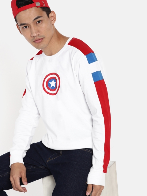 

Kook N Keech Marvel Men White & Red Captain America Print Sweatshirt