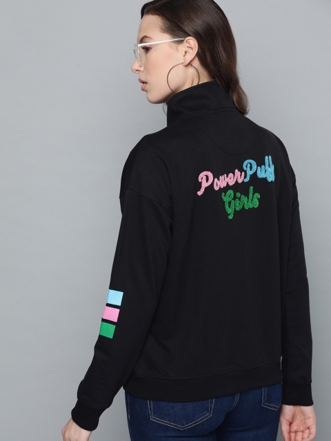 

Powerpuff Girls by Kook N Keech Women Black Printed Sweatshirt