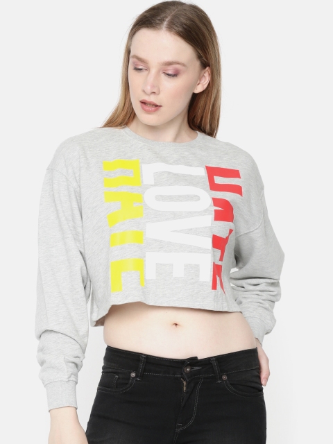 

ONLY Women Grey Printed Cropped Sweatshirt