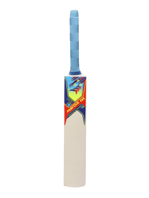 

MAYOR Beige & Blue Printed Fire Fly Poplar Willow Cricket Bats