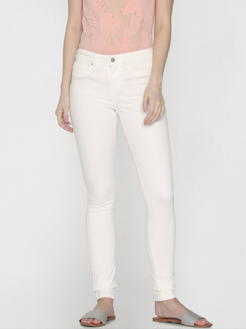 

Vero Moda Women White Skinny Fit Mid-Rise Clean Look Stretchable Jeans