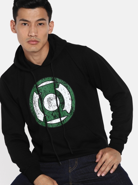 

DC by Kook N Keech Men Black & White Printed Hooded Sweatshirt