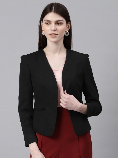 

Van Heusen Woman Black Solid Front Open Casual Blazer