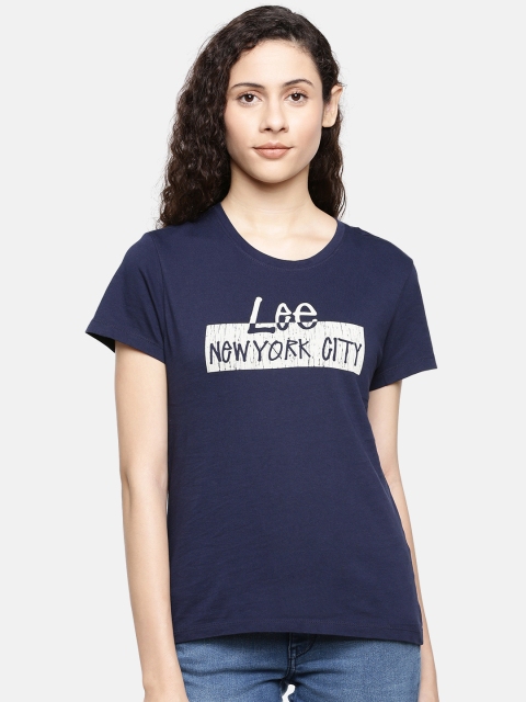 

Lee Women Blue Printed Round Neck T-shirt