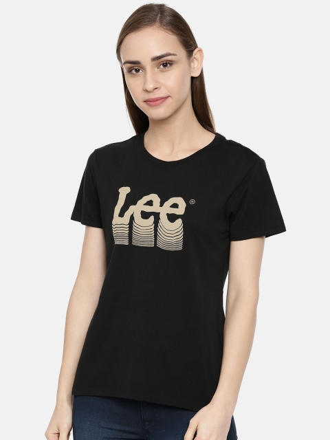 

Lee Women Black Printed Round Neck T-shirt