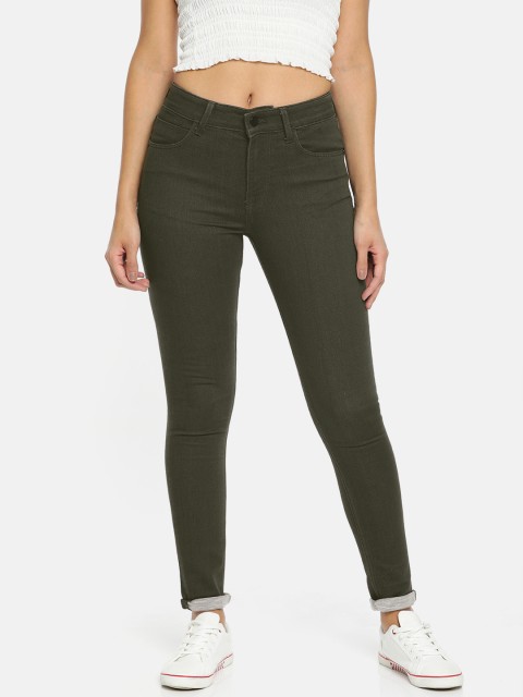 

Lee Women Olive Green UHR Skinny Fit High-Rise Clean Look Stretchable Jeans