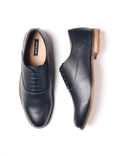 

INVICTUS Men Navy Blue Perforated Semiformal Oxfords