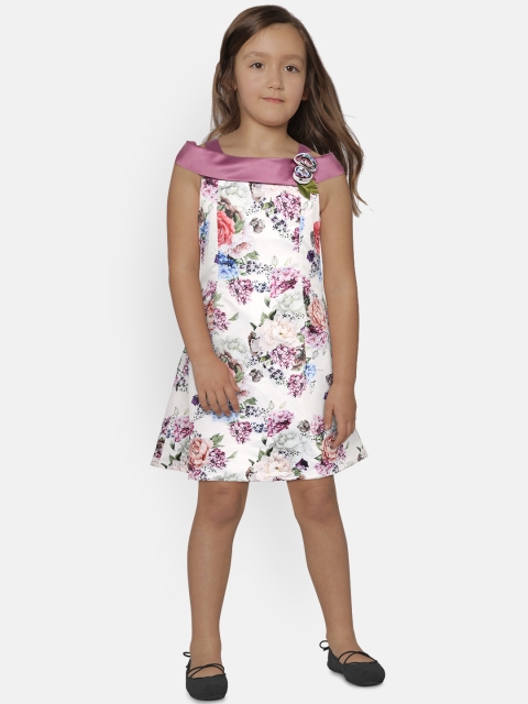 

Peppermint Girls Off-White Floral Print Fit and Flare Dress