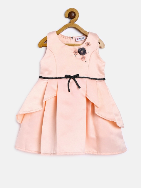 

Peppermint Girls Peach-Coloured Solid Fit and Flare Dress