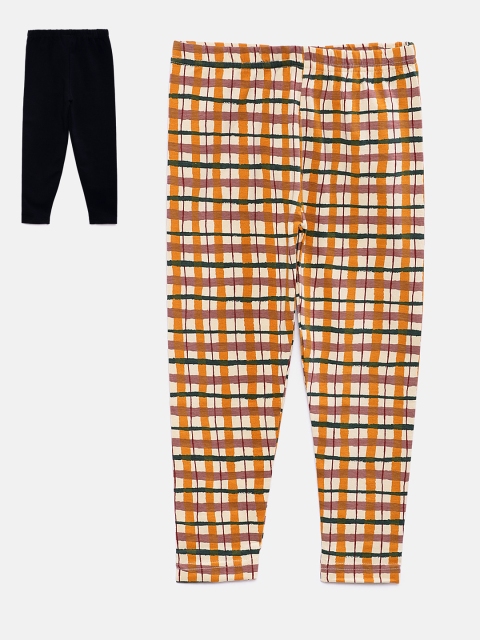 

RAINE AND JAINE Girls Pack Of 2 Ankle-Length Leggings, Orange