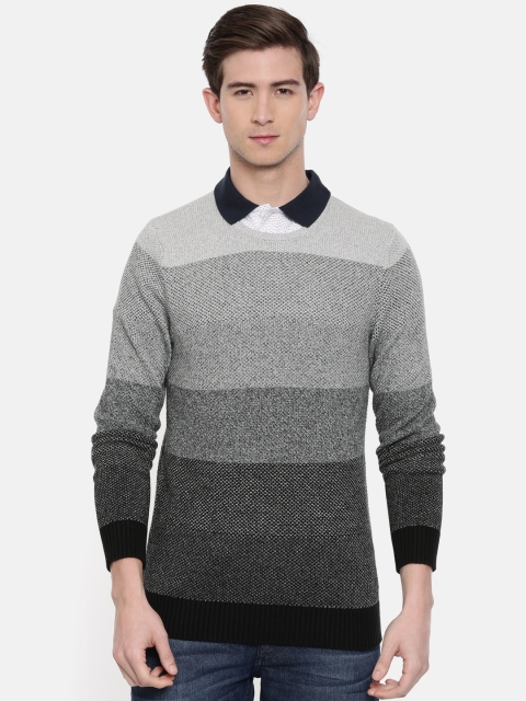 

SELECTED Men Grey Melange Colourblocked Sweater