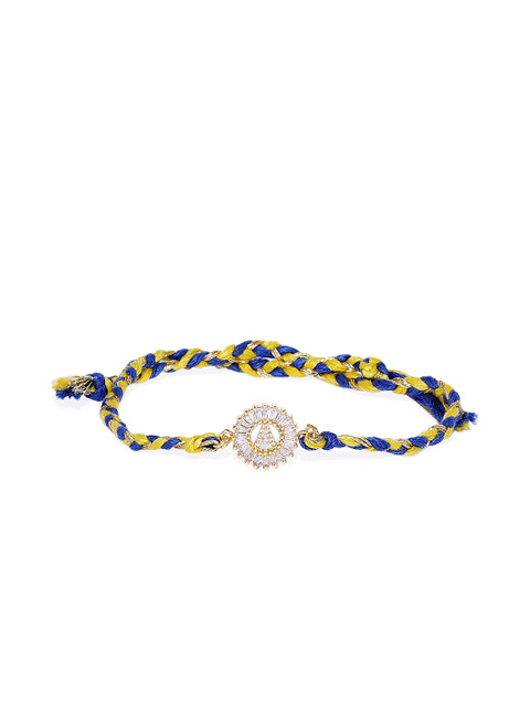 

Pipa Bella Men Gold-Plated & Blue CZ-Studded 'A' Initial Rakhi
