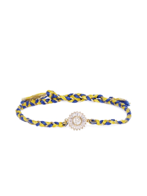

Pipa Bella Men Gold-Plated & Blue CZ-Studded 'P' Initial Rakhi
