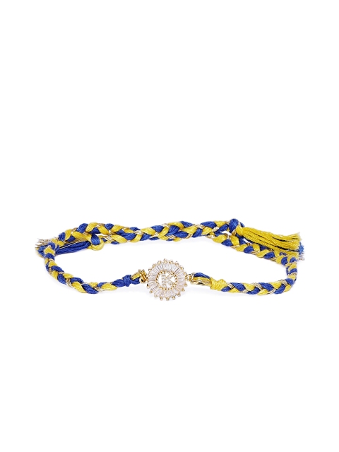 

Pipa Bella Men Gold-Plated & Blue CZ-Studded 'K' Initial Rakhi