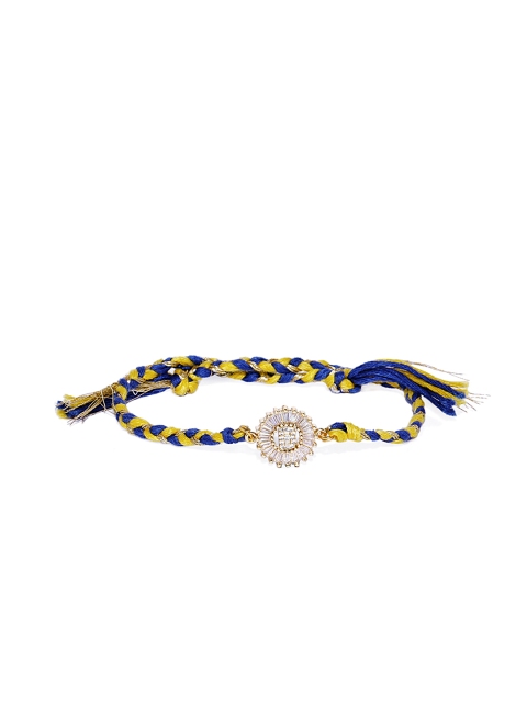 

Pipa Bella Gold-Toned & White Gold-Plated CZ Stone-Studded Rakhi