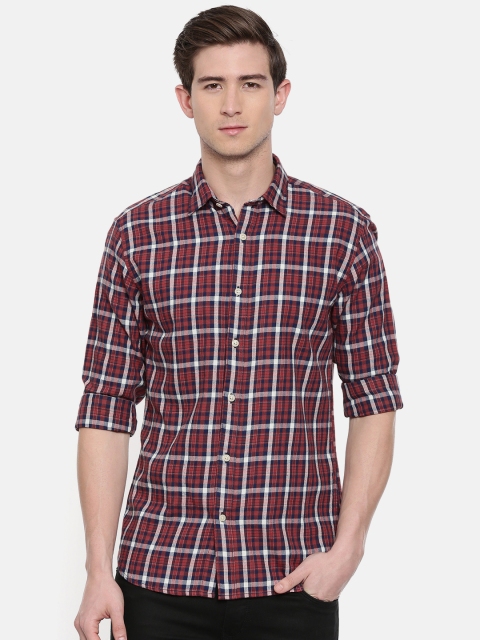 

SELECTED Men Red & Navy Blue Slim Fit Checked Casual Shirt