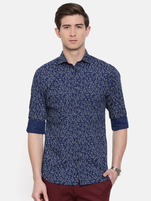 

SELECTED Men Navy Blue Slim Fit Printed Casual Shirt