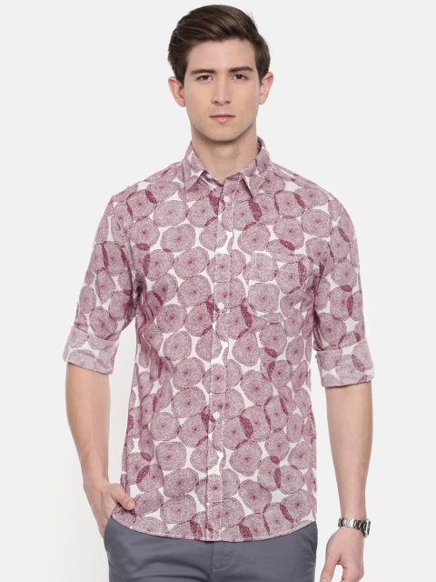 

SELECTED Men Maroon & White Slim Fit Printed Casual Shirt