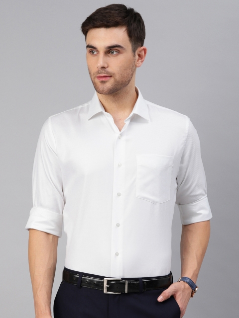 

Van Heusen Business Men White Slim Fit Self Design Formal Shirt