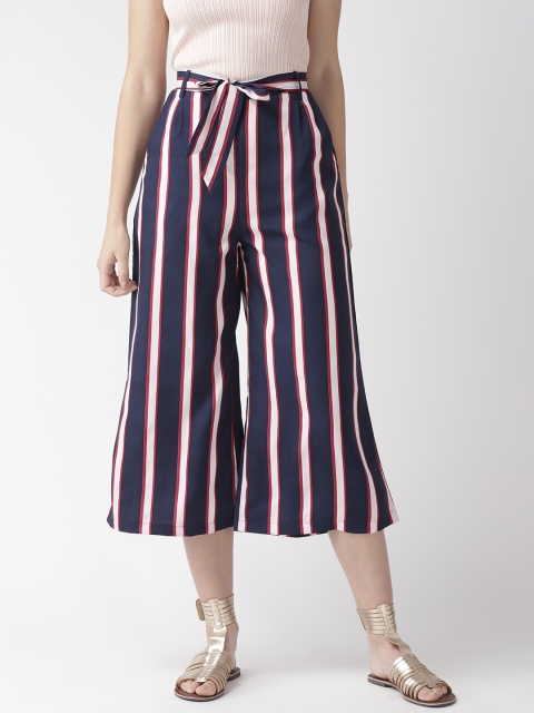 

WISSTLER Women Navy Blue & Red Striped Culottes