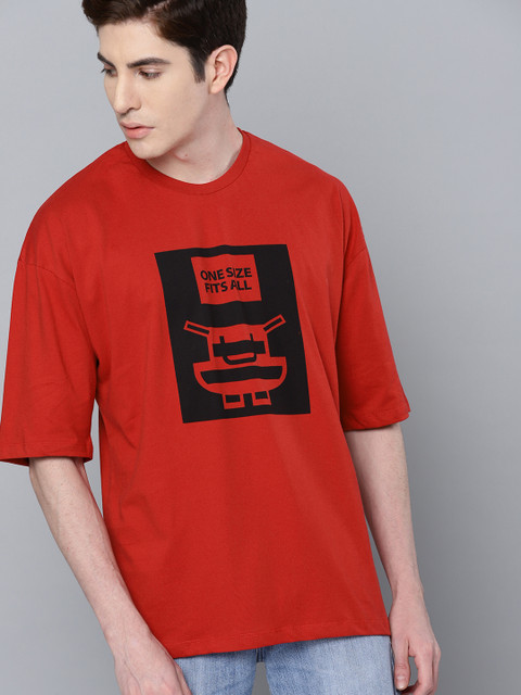 

Minions by Kook N Keech Men Red Black Printed Round Neck Pure Cotton T-shirt