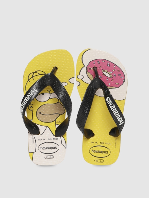 

Havaianas Unisex Kids Black & Yellow Printed Thong Flip-Flops