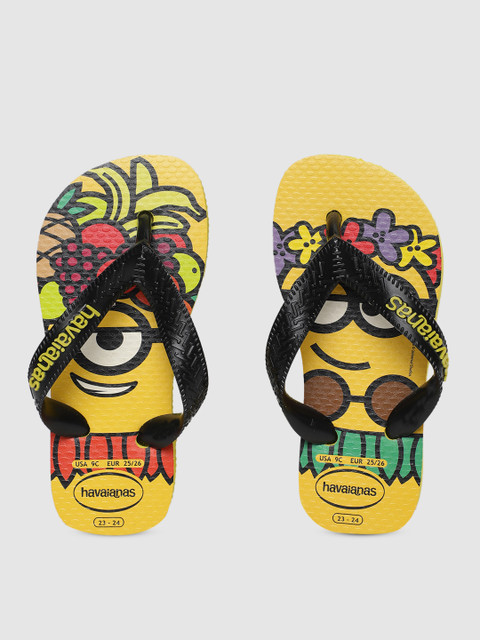 

Havaianas Unisex Kids Black & Yellow Printed Thong Flip-Flops