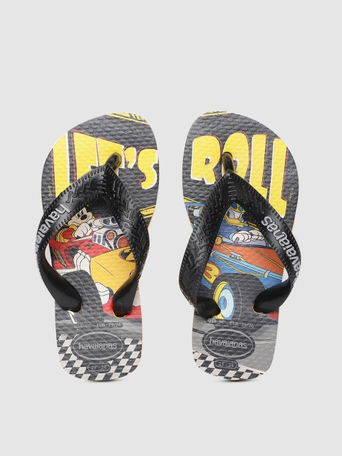 

Havaianas Unisex Kids Yellow & Black Printed Thong Flip-Flops