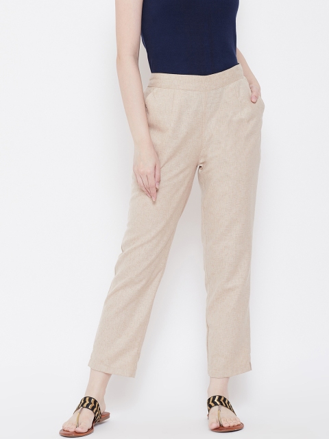 

Be Indi Women Beige Regular Fit Solid Trousers