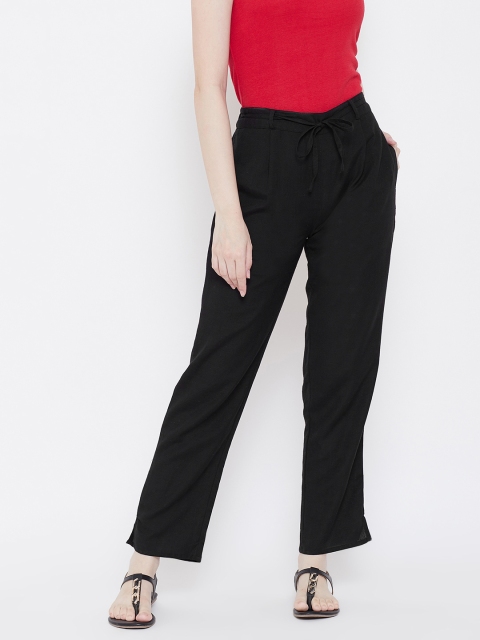 

Be Indi Women Black Regular Fit Solid Trousers