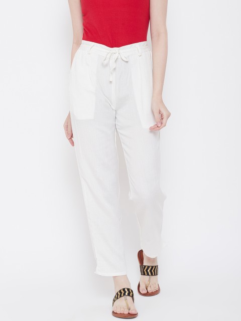 

Be Indi Women Off-White Regular Fit Solid Trousers