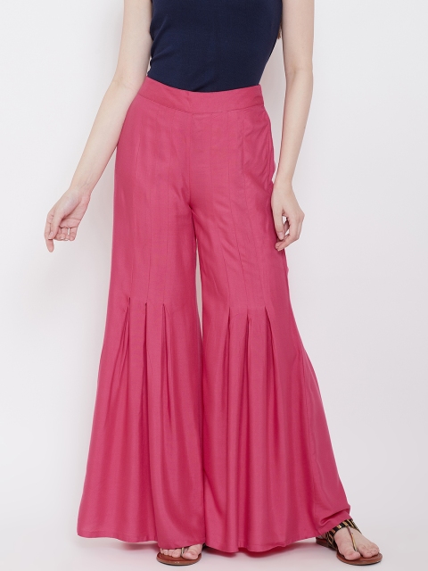 

Be Indi Women Pink Solid Flared Palazzos
