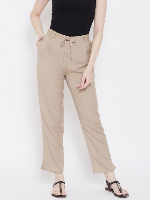 

Be Indi Women Beige Regular Fit Solid Regular Trousers