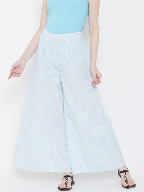 

Be Indi Women Blue & Off-White Striped Wide Leg Palazzos